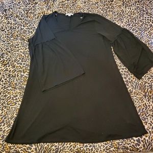 Black bellsleeved mini dress